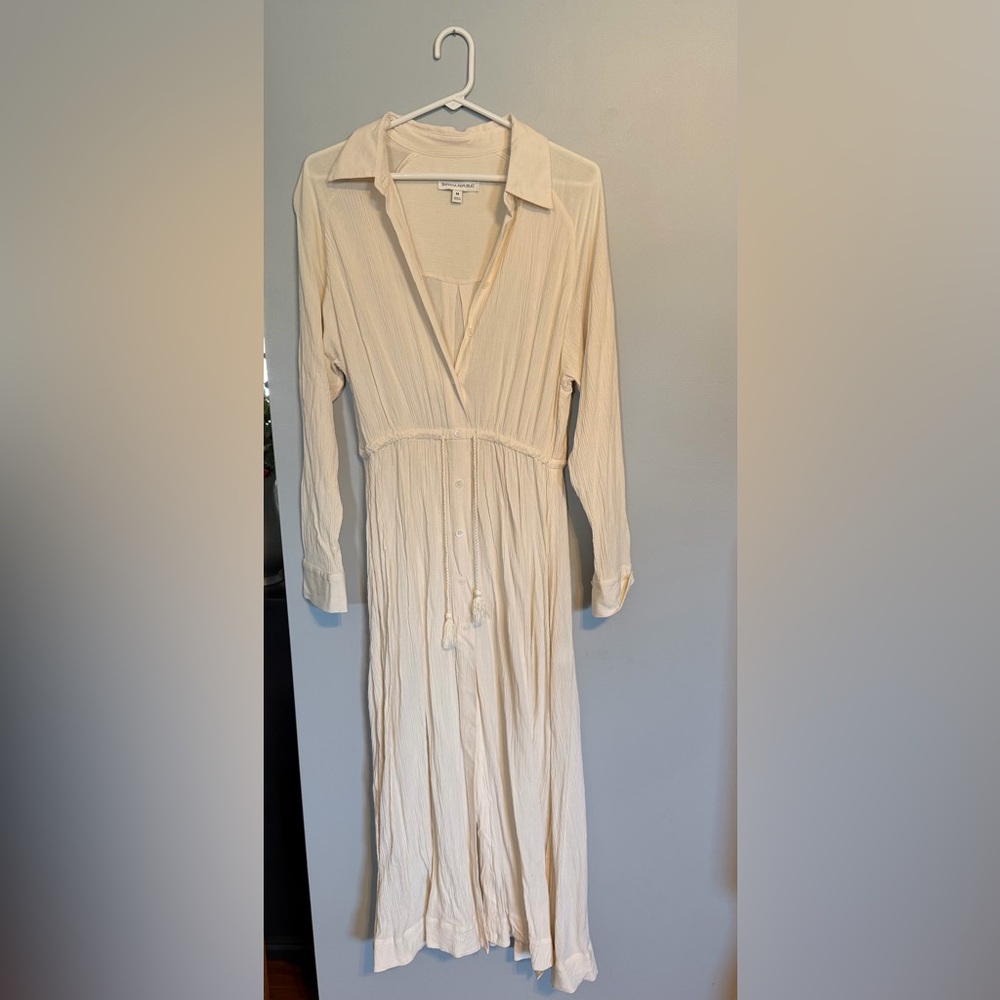 Banana Republic Cream Gauze Shirt Dress